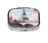 Romantique Paris Tour Eiffel Pilulier Carré Mini Métal Voyage Médicaments Organisateur 2 Compartiments Poche Portable Petit Étui de Rangement