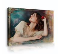 Romantique Portrait Toile Art Mural Vintage Dame Imprimer Peinture Élégante Image Esthétique Oeuvre pour Salon Chambre Décoration Intérieure 40x60cm Cadre intérieur