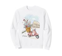 Romantique Rome Italie Scooter avec Illustration de Fleurs Sweatshirt