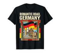 Romantique Route Allemagne Drapeau médiéval Tour de Ville Art rétro T-Shirt