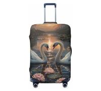 Romantique Swans Lotus Lake Housse de protection élastique pour valise 45,7 à 81,3 cm, Noir/blanc, Medium