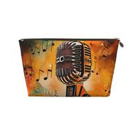 Romantique Teckels Portable Voyage Cosmétique Sac de Toilette Sac de Rangement Imperméable, Microphone avec notes de musique, Taille unique