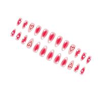 Romantiques Presses brillantes sur les ongles 24PCS Blushes Hearts Design Valentines Paillettes étoilées Accents dorés Longueur moyenne Yeux de chat Ongles de flamme