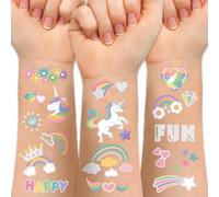 ROMANVIC Licorne Tatouage Enfant Fille, 118+ Styles Brillent Dans Le Noir Tatouage Ephemere Enfant, Pinata Anniversaire Petit Cadeau Jouet Fille Licorne Deguisement Fille