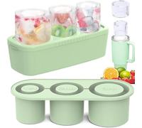 ROMANVIC Stanley Cup Ice Mold, set de glaçons en silicone avec couvercle, 3 moules à glaçons cylindriques creux, 20-40 OZ accessoires, Stanley Cup Ice Mold (Vert)