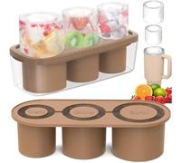 ROMANVIC Stanley Cup Ice Mold, set de glaçons en silicone avec couvercle, 3 moules à glaçons cylindriques creux, 20-40 OZ accessoires, Stanley Cup Ice Mold (Brun)