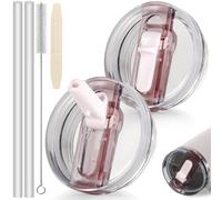 ROMANVIC Stanley Cup Lot de 2 couvercles anti-fuite amovibles pour gobelets de 100 ml avec 2 pailles, 1 brosse à paille et 1 outil de démontage - Couvercle réutilisable