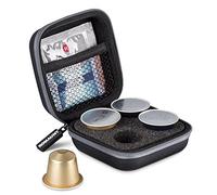 ROMAUNT Etui de Protection pour Compatible Nespresso Capsules de Café,Sac Dur PU Portable et Housse Antichoc Externe Partenaire de Voyage de Minipresso,Nanopresso(Détient 4 Capsules)