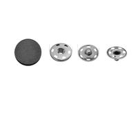 ROMDANTY 12 Boutons en Cuir PU Noir, Boutons-Pression Cachés, Ensemble de Boutons Recouverts pour Manteau, Veste, Pull, Accessoires de Couture et Upcycling (20mm, 6 Trous Gunmetal a)