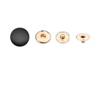 ROMDANTY 12 Boutons en Cuir PU Noir, Boutons-Pression Cachés, Ensemble de Boutons Recouverts pour Manteau, Veste, Pull, Accessoires de Couture et Upcycling (25mm, Or 6 Trous)