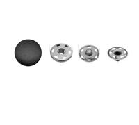 ROMDANTY 12 Boutons en Cuir PU Noir, Boutons-Pression Cachés, Ensemble de Boutons Recouverts pour Manteau, Veste, Pull, Accessoires de Couture et Upcycling (25mm, Bronze à 6 Trous)