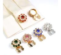 ROMDANTY Couvre-Boutons de Manchette Fleur en Strass et Perles - 2 pcs, Accessoire Chic pour Chemises, Design Floral Élégant, pour Mariages et Fêtes (Blanc, 21mm)