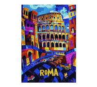 Rome Colosseum Colors - Vibrant Geometric Cit Puzzle en Bois, 300 pièces