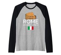 Rome Coordinates Colisée Minimaliste Italie Souvenir Nouveauté Manche Raglan