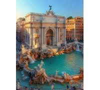 Rome Diamond Painting Adulte, Diamond Painting Fontaine de Trevi Peinture Diamant Adulte Enfant DIY 5D Cristal Strass Point de Croix Broderie Diamant Kit Complet Pour Décoration Murale 50x70cm -29sN