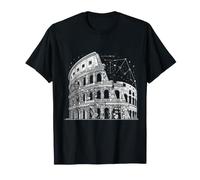 Rome Italie Colisée Floral Silhouette Mignon Fleurs Art T-Shirt