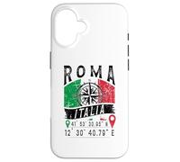 Rome Italie Drapeau Italie coordonnées GPS de Roma Italien Coque pour iPhone 16