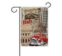 Rome Italienne Vintage Drapeau Décoratif Drapeau De Jardin Résistant Aux Intempéries Garden Flag Pour Pelouse Extérieur Cour 30X45Cm