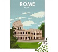 Rome Italy Travel Poster De Fin D'année Puzzle en Bois, 1000 pièces