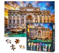 Rome Puzzle 1000 pièces - Fontaine de Trevi à l'architecture baroque pour les professionnels du puzzle 50 x 70 cm Motif urbain sophistiqué d'Italie pour les vacances