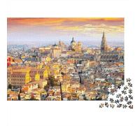 Rome Skyline Jigsaw Puzzles 1000 Piece Papier Recyclé Sunset View Puzzle pour Garçons et Filles de 6 Ans et Plus Educational Game Challenge Fun Family Game 52x38cm/1000pcs