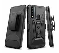 Rome Tech Étui de ceinture pour TCL 4X 5G / 20A 5G - Coque double couche résistante aux chocs avec béquille - Coque de téléphone TCL 4X 5G avec clip - Noir