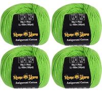 Rome Yarn Fil de Coton Amigurumi | 50% Coton, 50% Acrylique | #2 Fin Sport 4 Brins | Fil pour Tricot et Crochet | Laine Amigurumi (4 Pelotes, 19 Vert pistache)