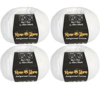 Rome Yarn Fil de Coton Amigurumi | 50% Coton, 50% Acrylique | #2 Fin Sport 4 Brins | Fil pour Tricot et Crochet | Laine Amigurumi (4 Pelotes, 10 Blanc)