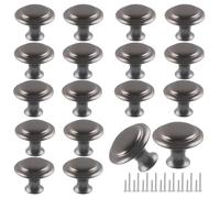 Romeda Lot de 18 boutons de tiroir gris de 30 mm, poignées de tiroir, de commode, de cuisine, de commode avec vis