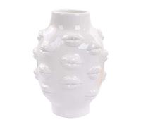 Romehaha Vase en céramique à lèvres - Décoration de table moderne pour la maison, le bureau, les magasins - 16,5 x 12,9 cm (blanc)