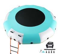 ROMELANDS Trampoline aquatique gonflable, portable de 3 m, flottant, pour lac, piscine, mer, natation, pêche, hamac d'eau avec pompe et échelle en corde, vert