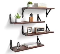 ROMGUAR CRAFT Lot de 4 étagères murales flottantes en bois rustique pour décoration d'intérieur, salle de bain, cuisine, chambre, salon, bureau (marron)
