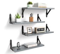 ROMGUAR CRAFT Lot de 4 étagères murales flottantes en bois rustique pour décoration d'intérieur, salle de bain, cuisine, chambre, salon, bureau (gris)
