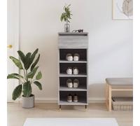 ROMHZKS Armoire à chaussures gris sonoma 40 x 36 x 105 cm en bois avec 4 compartiments ouverts et 1 tiroir, rangement sans poussière pour chaussures, plateau supérieur robuste pour décoration, moderne