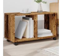 ROMHZKS Armoire à roulettes aspect bois vieilli 72 x 33 x 42,5 cm avec 4 roulettes pivotantes et espace de rangement ouvert pour boissons, magazines, articles de décoration, boîtes pliantes, durables