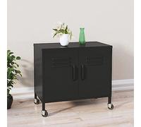 ROMHZKS Armoire de rangement en acier avec étagère réglable et roulettes pour fichiers, CD, appareils multimédias et livres