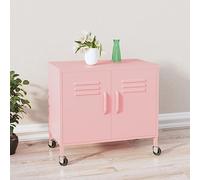 ROMHZKS Armoire de rangement en acier avec étagère réglable et roulettes pour fichiers, CD, appareils multimédias et livres