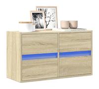 ROMHZKS Armoire TV murale avec éclairage LED - Chêne Sonoma - HiFi - Buffet suspendu - 80 x 31 x 45 cm