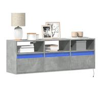 ROMHZKS Armoire TV murale avec éclairage LED gris béton HiFi Meuble TV Buffet Salon 130 x 31 x 45 cm
