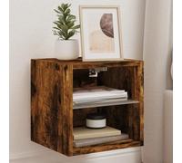 ROMHZKS Armoires murales TV avec lumières LED 2 pièces. Chêne fumé Commode TV Banc Buffet Salon Meuble TV