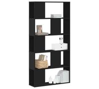 ROMHZKS Bibliothèque à 5 étagères, noir, 80,5 x 23,5 x 162,5 cm | 5 étagères, matériau en bois, surface facile d'entretien, compartiments séparés, séparateur de pièce utilisable