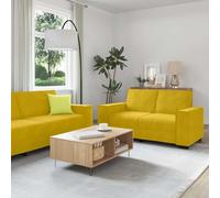 ROMHZKS Canapé lounge avec accoudoirs larges et sièges rembourrés épais en tissu polyester résistant, structure robuste en bois et métal pour salon, bureau