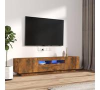 ROMHZKS Ensemble de 2 meubles TV avec éclairage LED Chêne fumé Bois Table basse Meuble TV Armoire suspendue Table TV Table