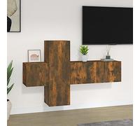 ROMHZKS Ensemble de 3 meubles TV en bois de chêne fumé Meuble TV Commode Buffet salon