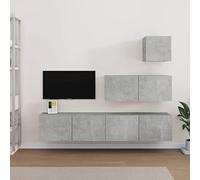 ROMHZKS Ensemble de 4 meubles TV en bois gris béton meuble TV meuble meuble TV armoire console avec tiroirs