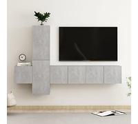 ROMHZKS Ensemble de 5 meubles TV en bois gris béton - Table basse - Meuble TV - Buffet suspendu
