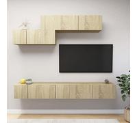 ROMHZKS Ensemble de 6 meubles TV en bois de chêne Sonoma - Meuble bas - Banc TV - Table basse