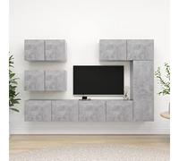 ROMHZKS Ensemble de 6 meubles TV en bois gris béton buffet salon table basse meuble TV bas