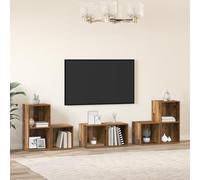 ROMHZKS Ensemble de meubles TV avec étagère de rangement 6 pièces en bois recyclé banc TV commode table basse buffet TV