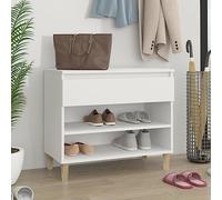 ROMHZKS Étagère à chaussures blanche 70 x 36 x 60 cm en bois avec tiroir et 2 compartiments, rangement sans poussière pour chaussures, plateau supérieur stable pour décoration, avec instructions de